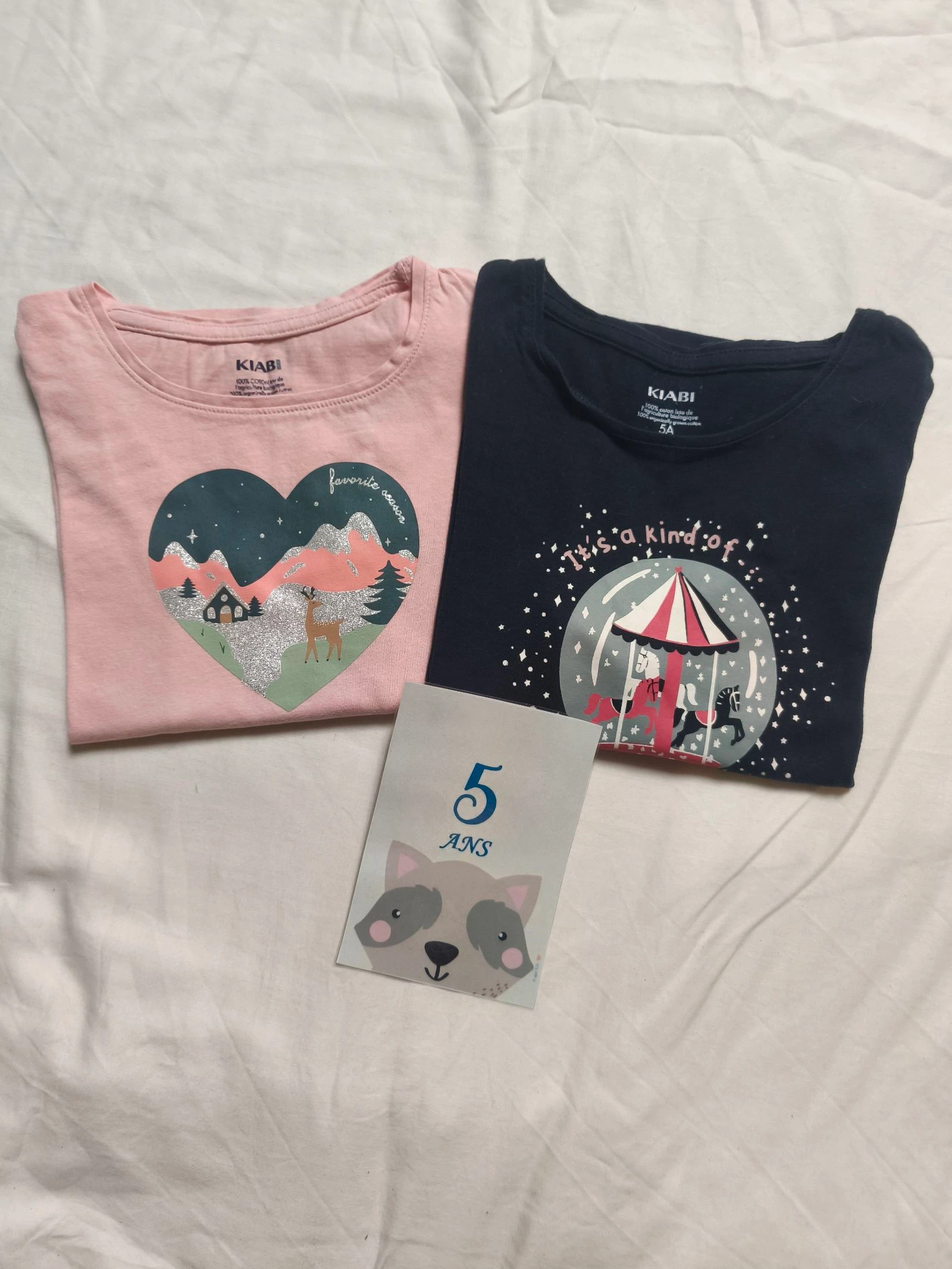 Lot de 2 t-shirts longues manches fille (5 ans)